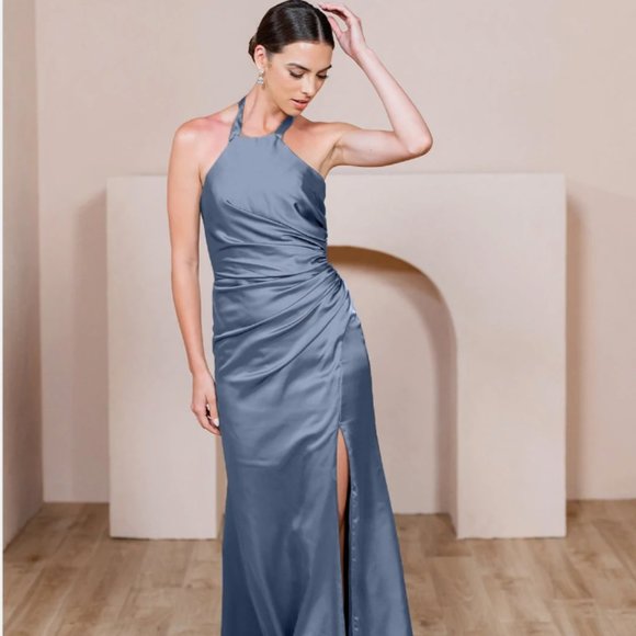 Revelry Dresses Revelry Fallon Satin Dress In French Blue